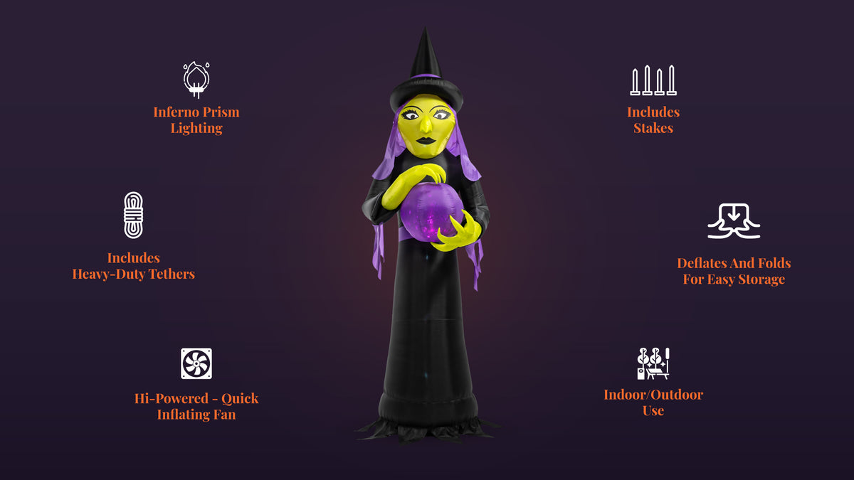 20 ft Prism Lights Witch Inflatable