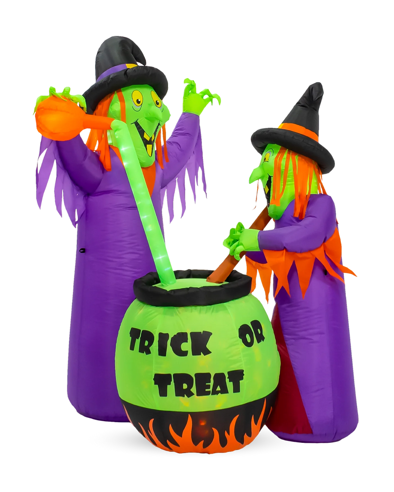 6 ft Motion Lights Witches w/Cauldron