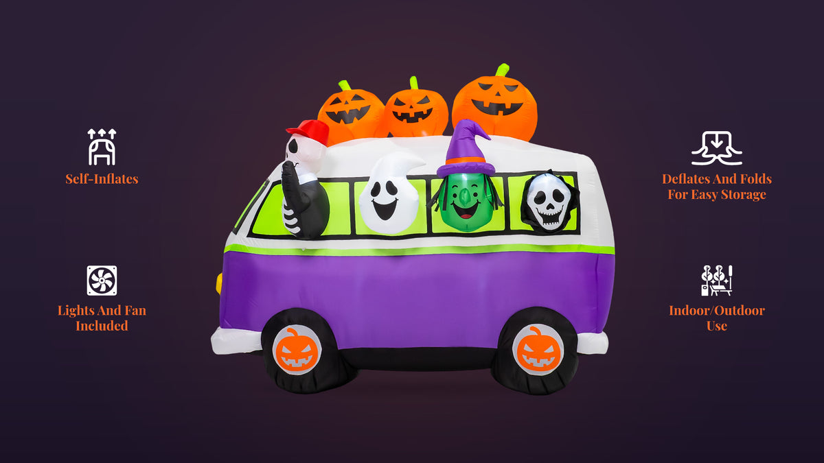 7 ft wide Ghoul Vintage Bus Inflatable