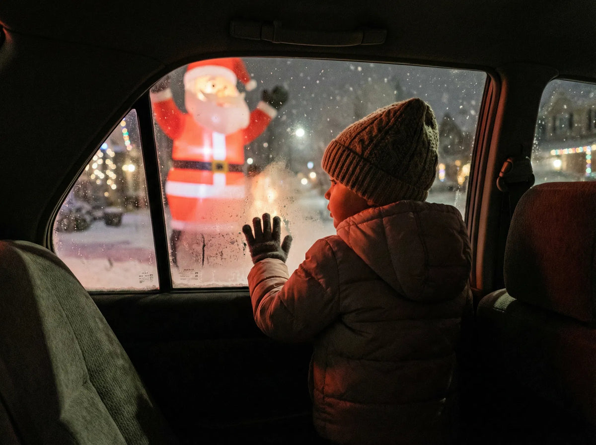 Child amazed by inflatable display