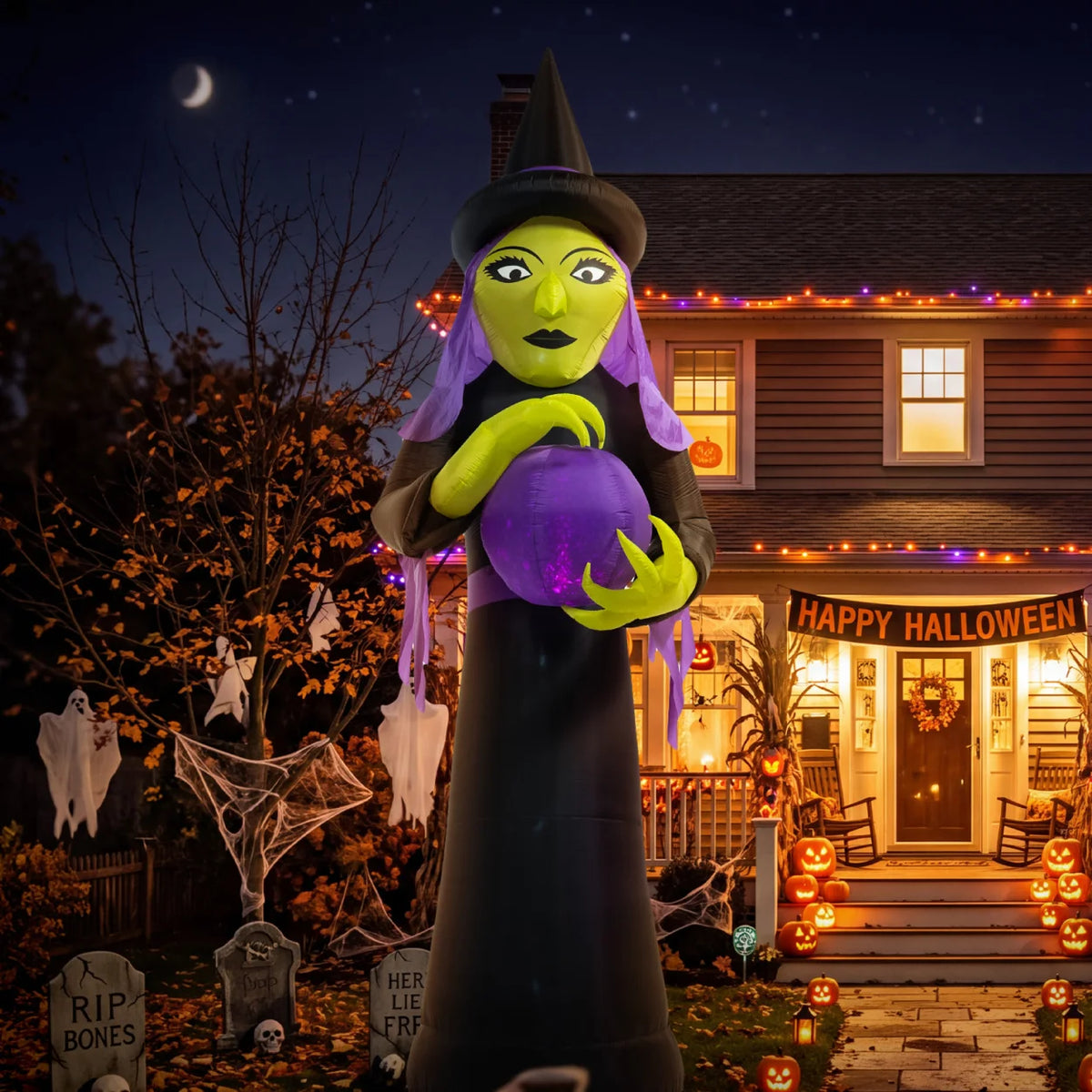 20 ft Prism Lights Witch Inflatable
